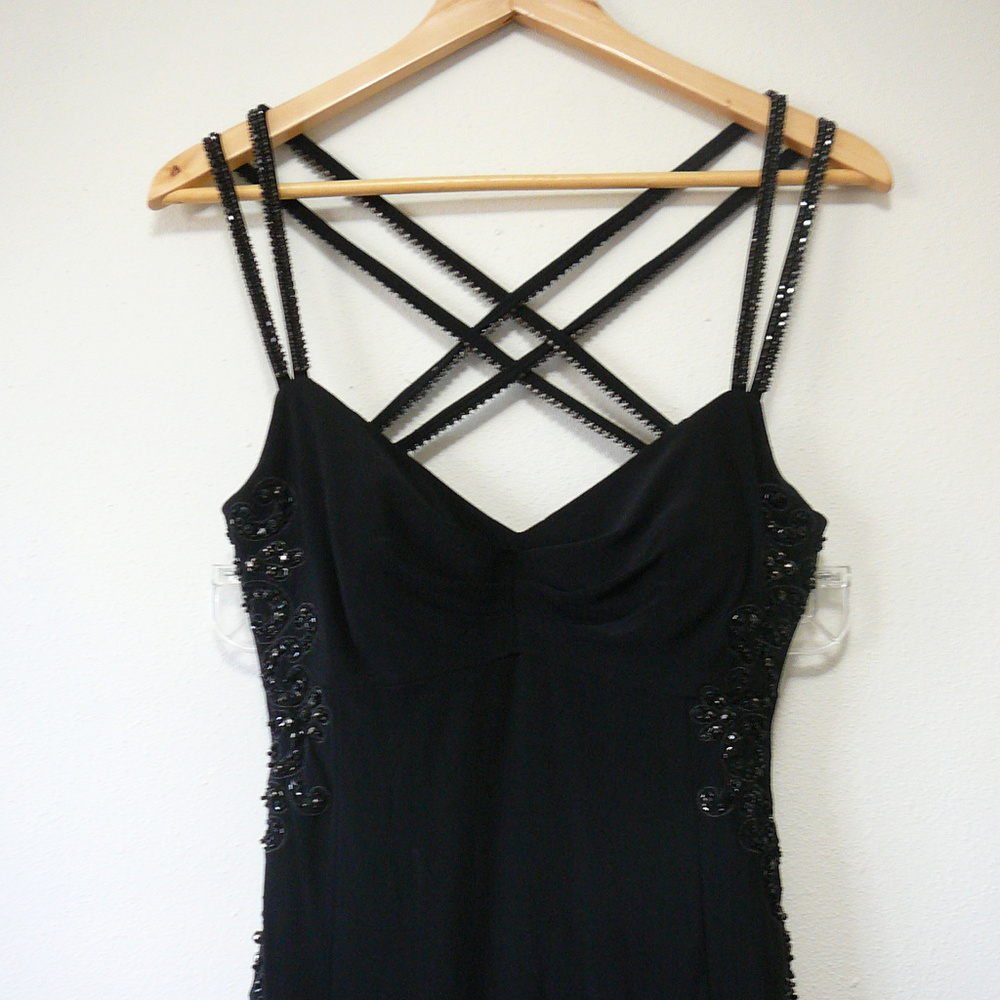 Betsy & Adam Full Length Black Evening Dress Gown